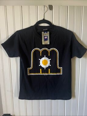 Maine Mariners Hockey Gildan Black Kids Tee with Yellow and White Graphic